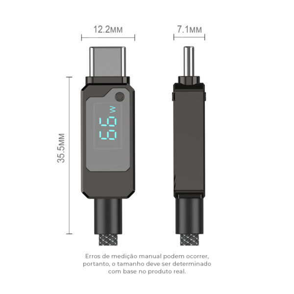 Cabo de Carregamento EZ-W54 com LED – Material PVC e Revestimento Trançado - Image 3