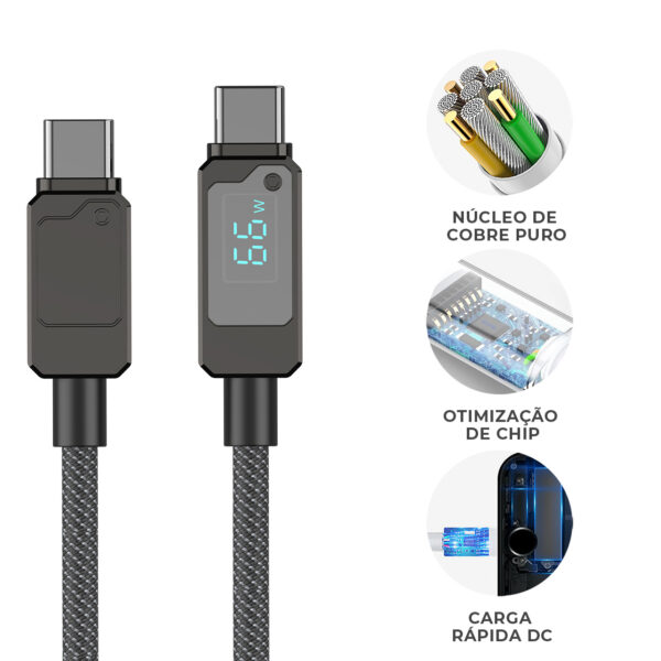 Cabo de Carregamento EZ-W54 com LED – Material PVC e Revestimento Trançado - Image 5